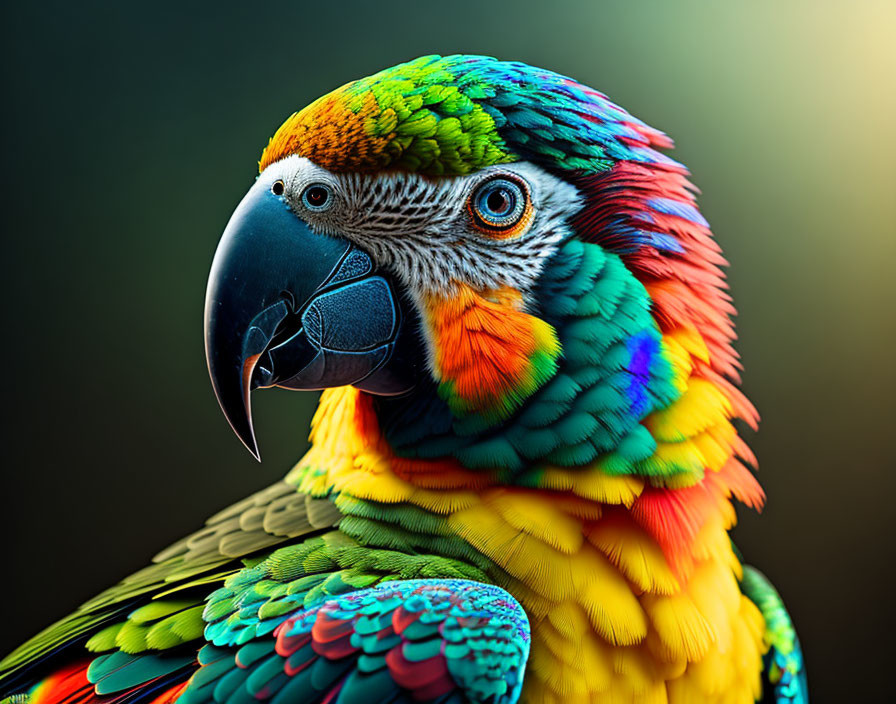 Colorful Macaw Parrot with Vibrant Feathers and Black Beak Close-up