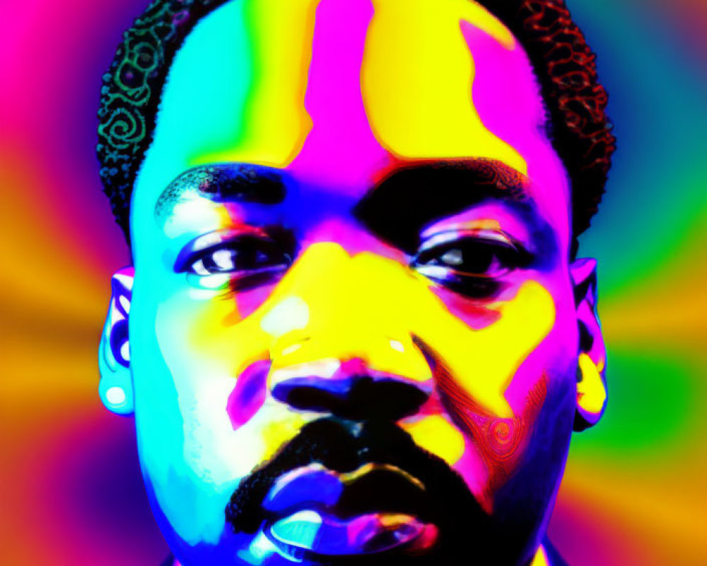 Colorful Psychedelic Portrait of a Man with Vibrant Aura