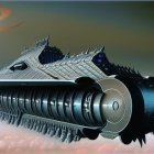 Intricate futuristic spaceship in space with planets and antennas