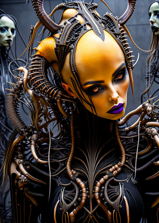 Elaborate Sci-Fi-Inspired Makeup and Costume in Dark Hues