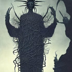 Dystopian Statue of Liberty on multiple tiers in apocalyptic setting