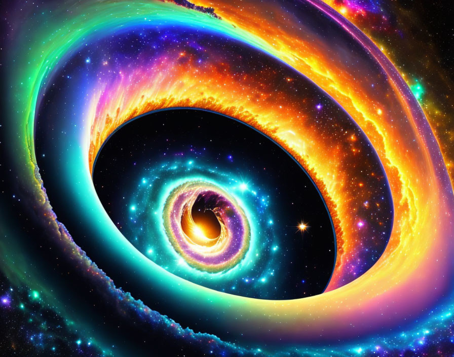 Colorful Cosmic Spiral Artwork of Black Hole in Space