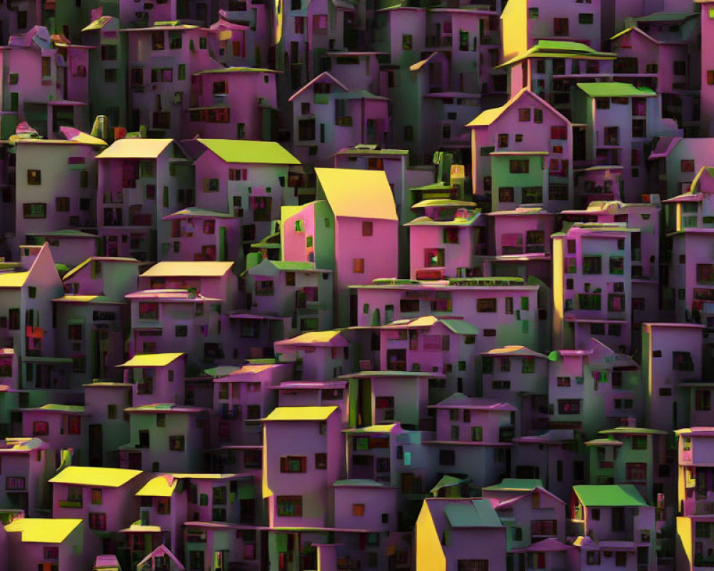 Whimsical Multi-Colored Houses Clustered Together