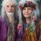 Elderly wizards with long white hair and colorful robes