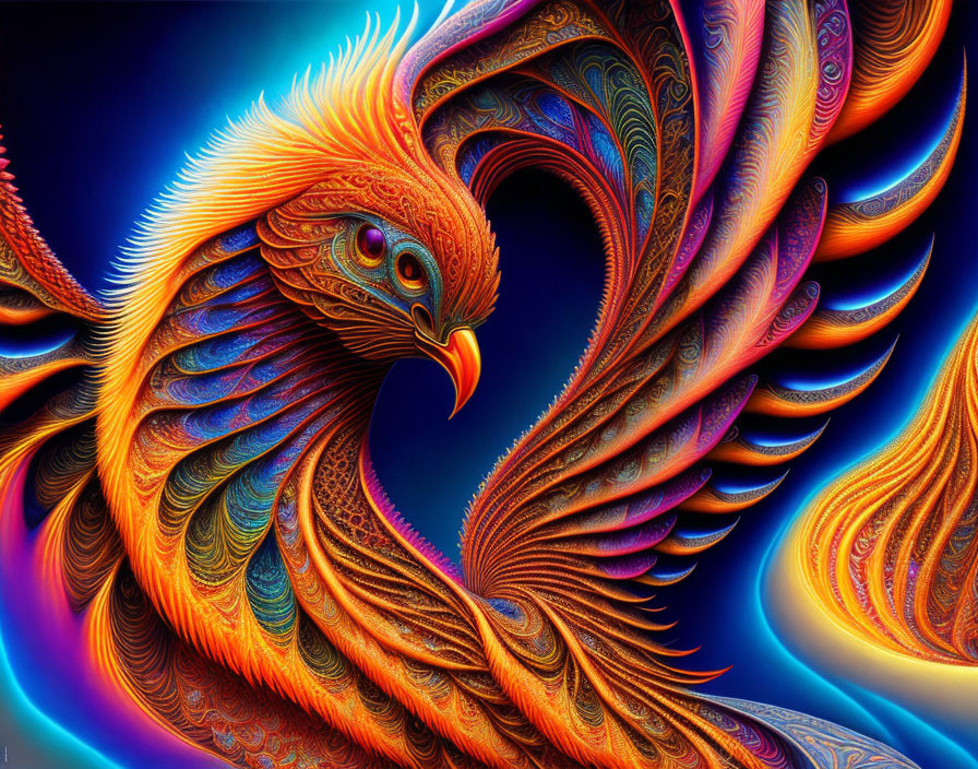 Colorful Phoenix Artwork with Vibrant Feathers