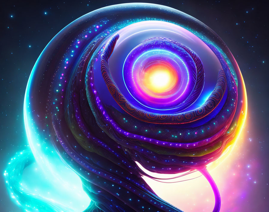 Colorful surreal cosmos digital artwork with starry textures.