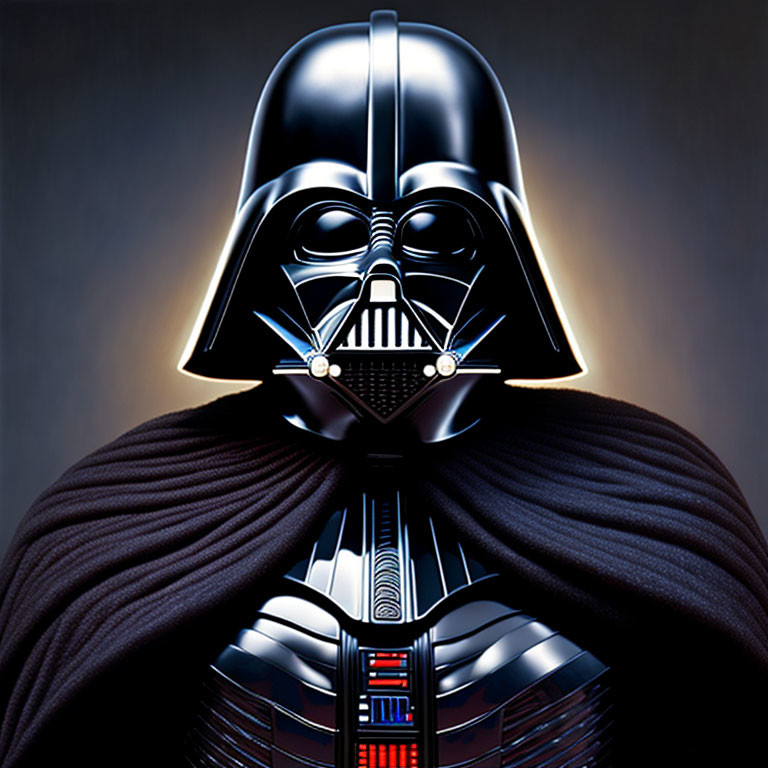 Iconic Darth Vader Close-Up with Black Helmet and Cape