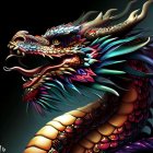 Colorful Abstract Dragon Artwork with Psychedelic Patterns