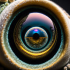 Detailed Macro Shot of Colorful Eye Iris and Ornate Patterns