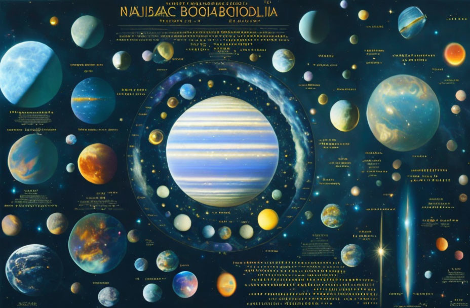 Celestial Bodies Poster Featuring Jupiter and Planets