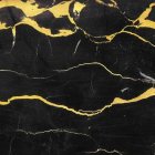 Majestic black tigers on luxurious black marble with golden veins