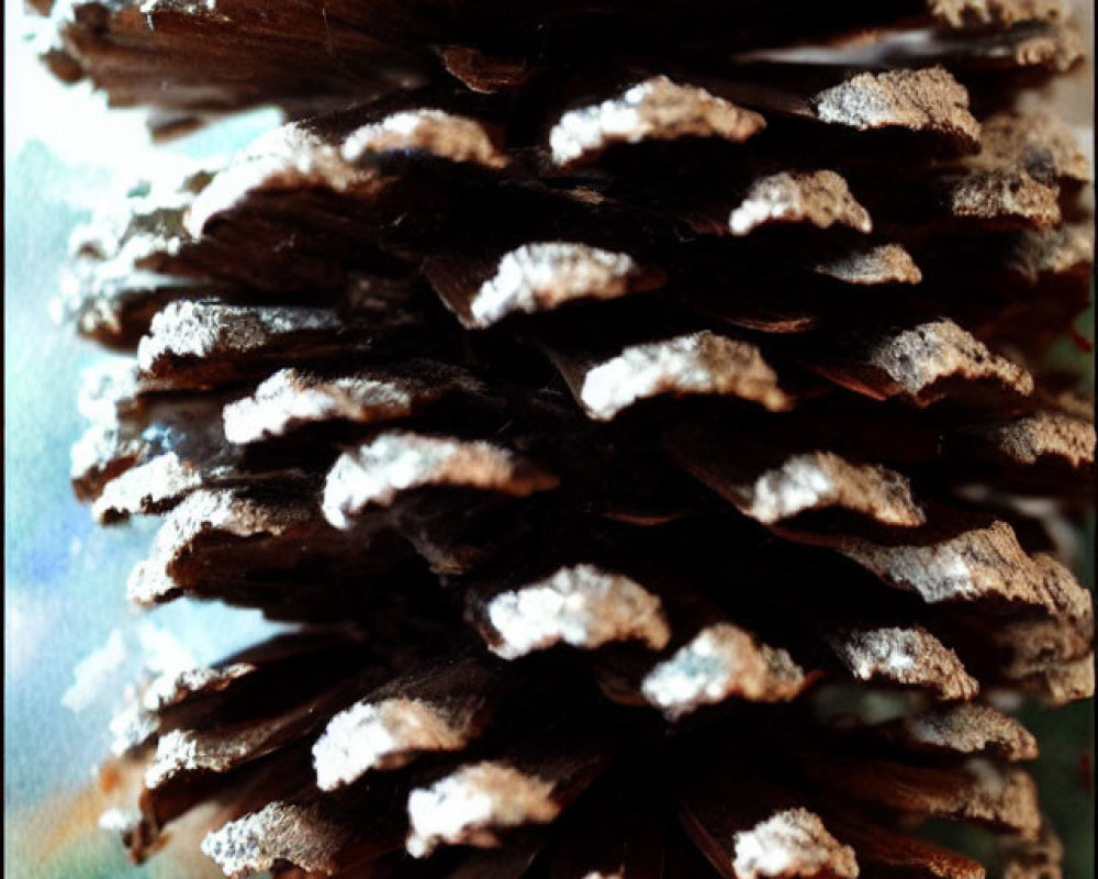 Pinecone with white dust and red & gold ornament for Christmas display