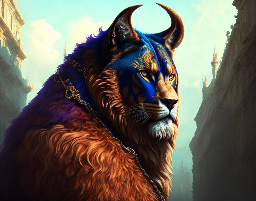 Majestic fantasy illustration of large feline creature