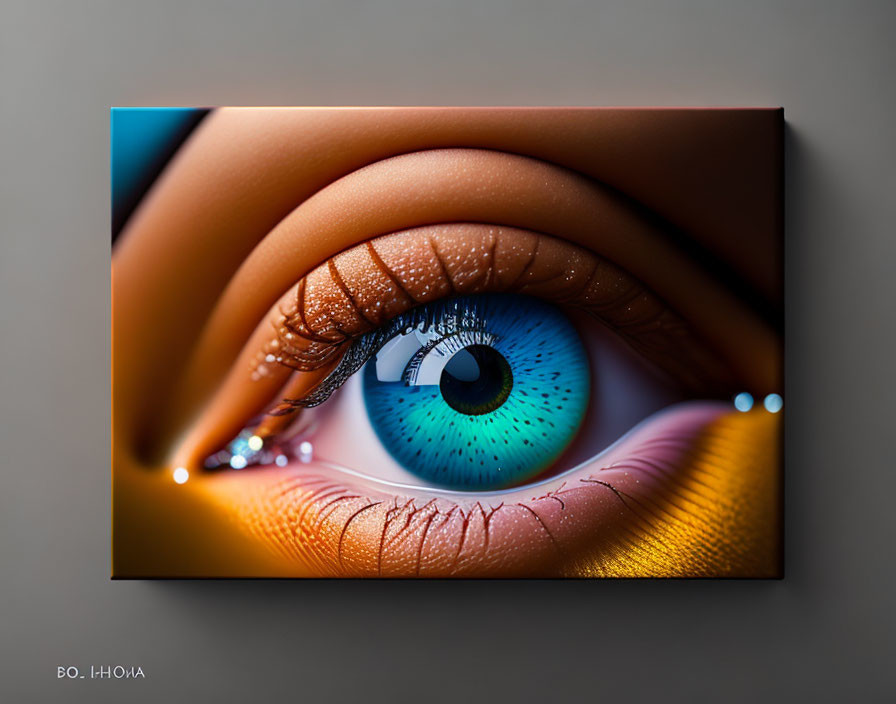 Hyper-realistic Canvas Print of Striking Blue Human Eye