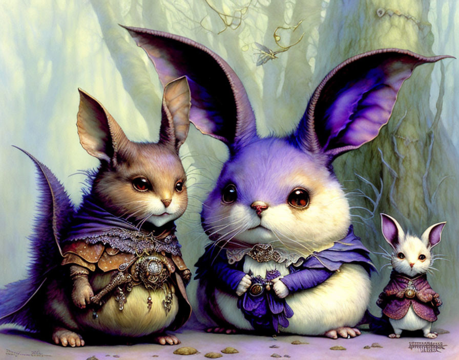 Fantasy armor-clad anthropomorphic rabbits in group pose