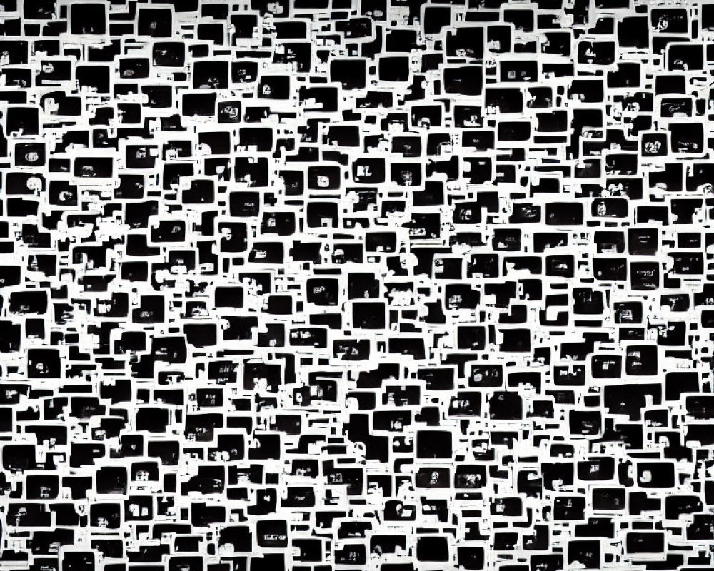 Monochrome pattern of retro and modern TV sets in chaotic layout