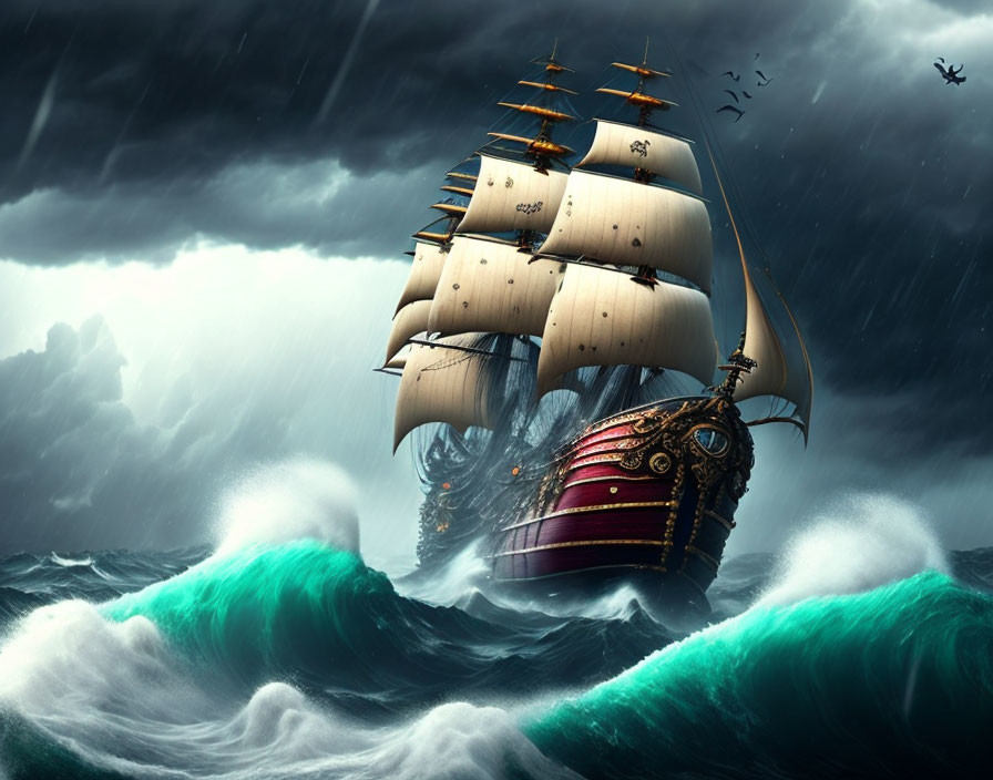 ship in a storm....v