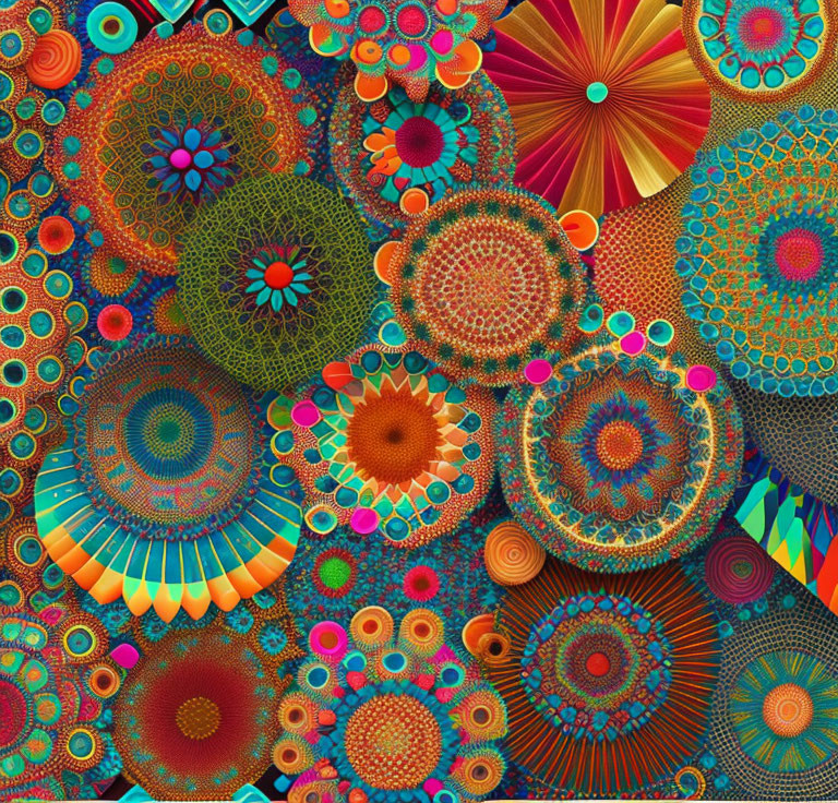 Colorful Psychedelic Circles Digital Artwork