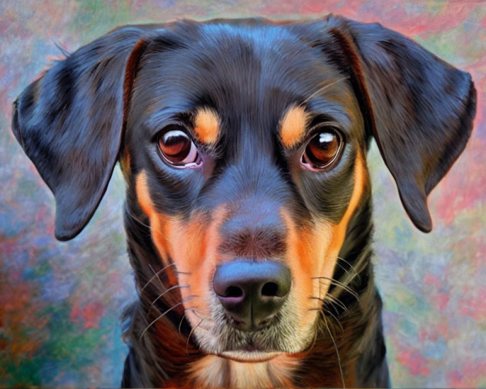 Detailed Portrait of Black and Tan Dog with Soulful Brown Eyes