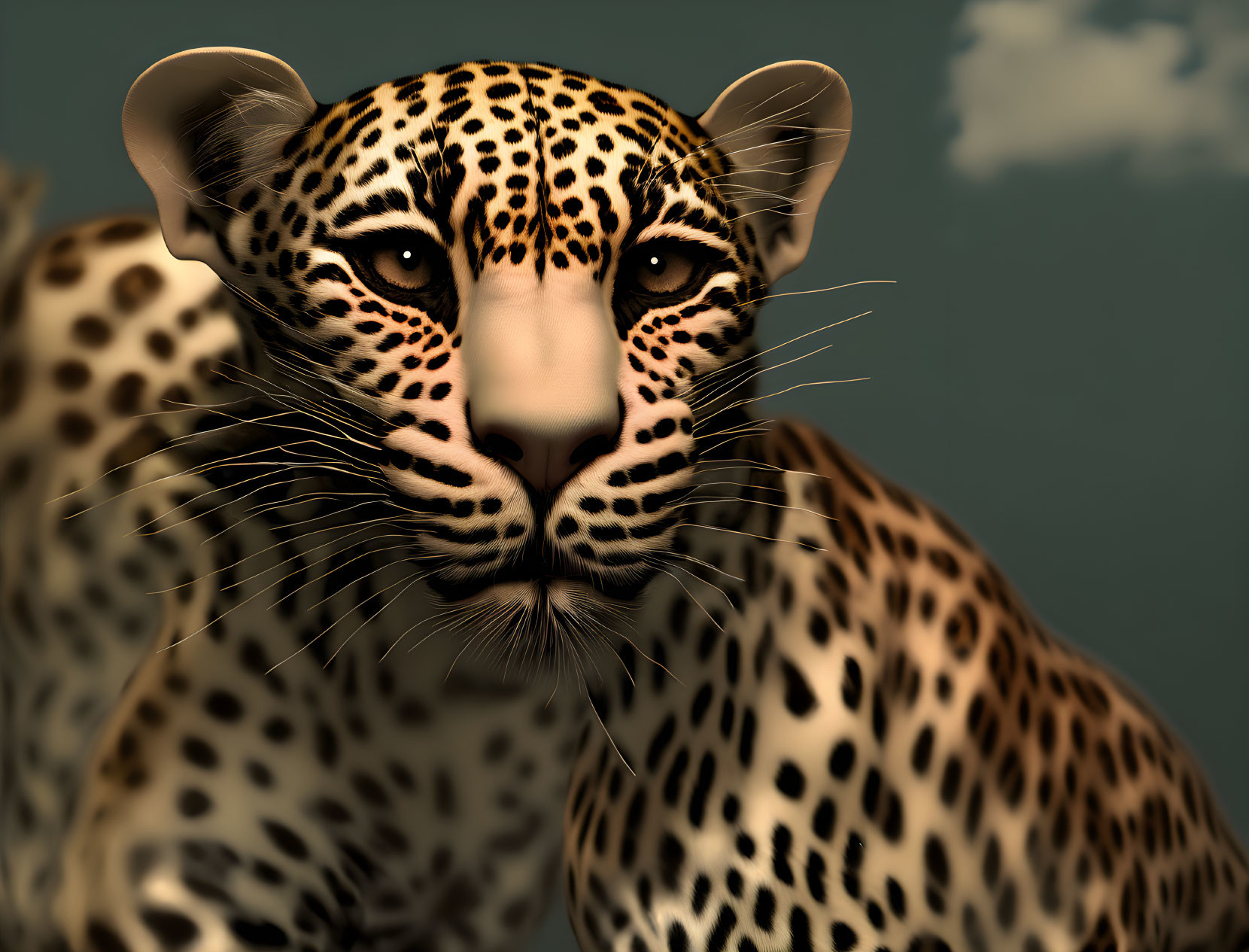 Detailed Leopard Artwork: Close-Up with Fur Texture and Spots