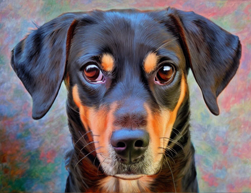 Detailed Portrait of Black and Tan Dog with Soulful Brown Eyes