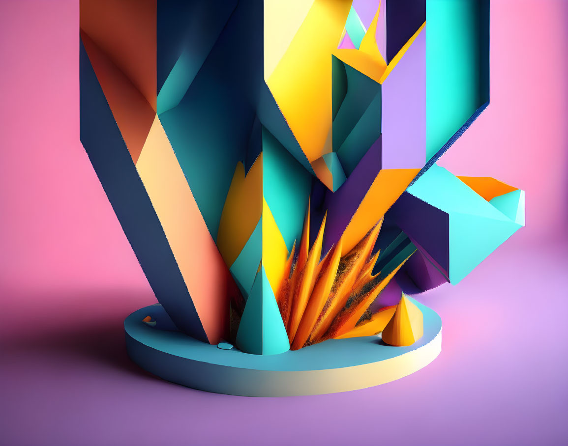 Colorful 3D Abstract Geometric Shapes on Gradient Background