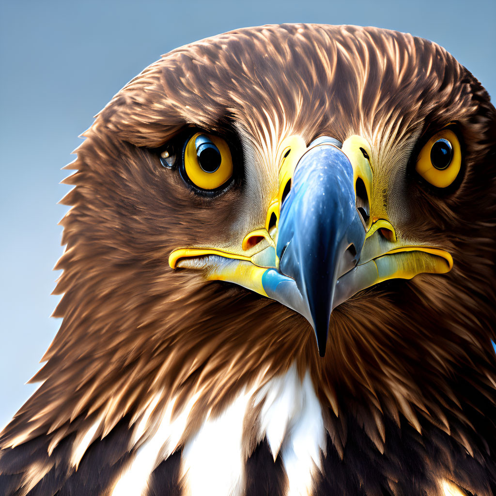 Majestic eagle head with sharp yellow beak and intense eyes