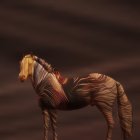 Chestnut Horse with Flaxen Mane in Dimly Lit Field