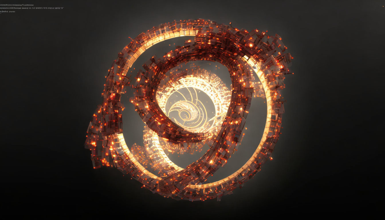 Illuminated Spiral Structure on Dark Background