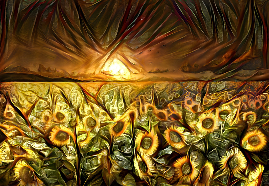 Sun Sets Over Sun Flowers