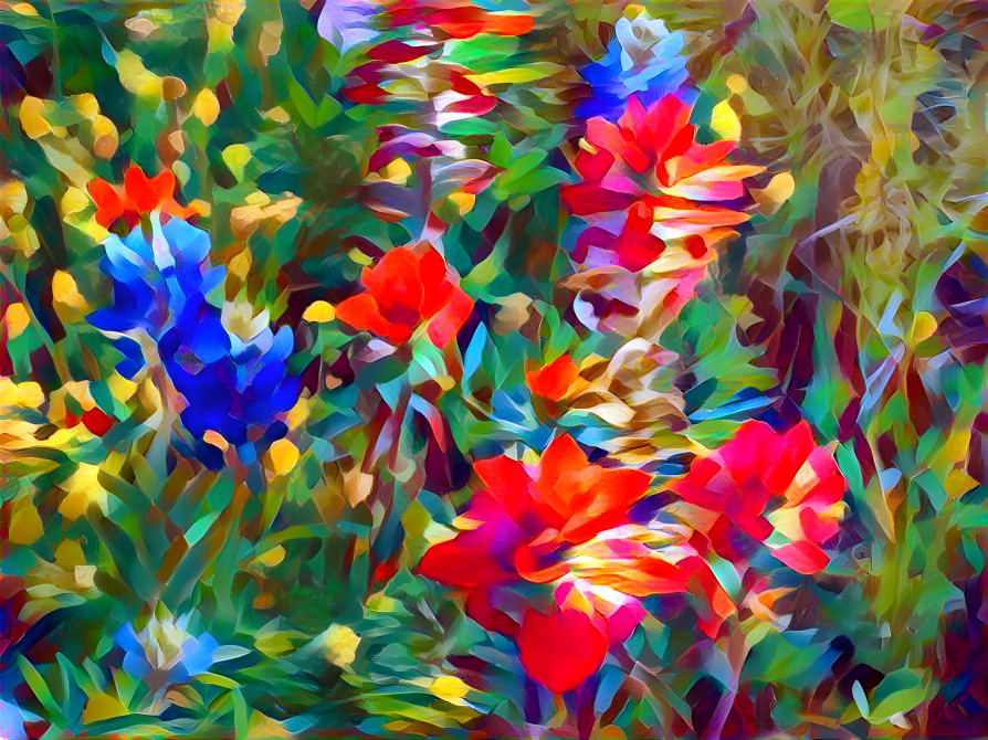 Blue Bonnets With Indian Paintbrush