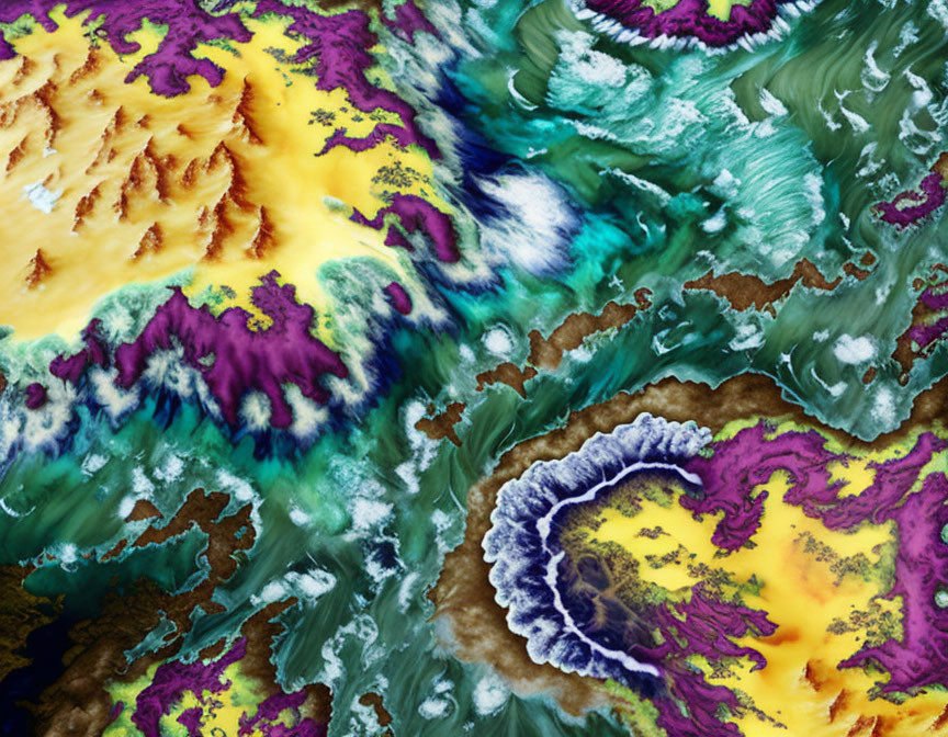 Colorful Abstract Artwork: Textured Patterns Resembling Topographic Map