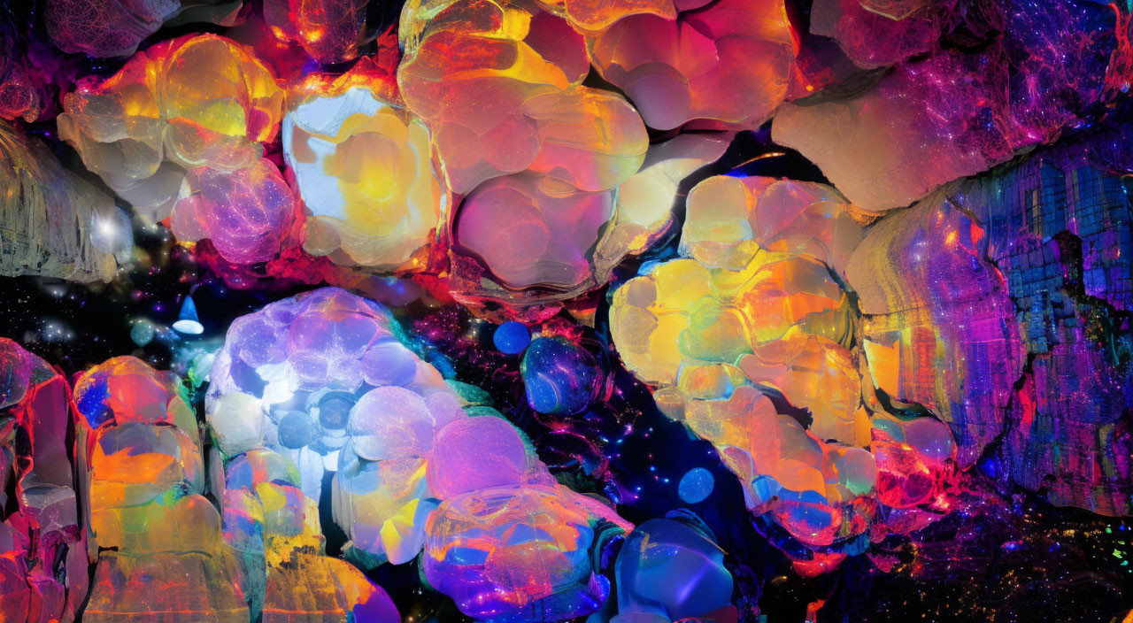 Colorful Luminous Minerals Close-Up with Glassy Appearance