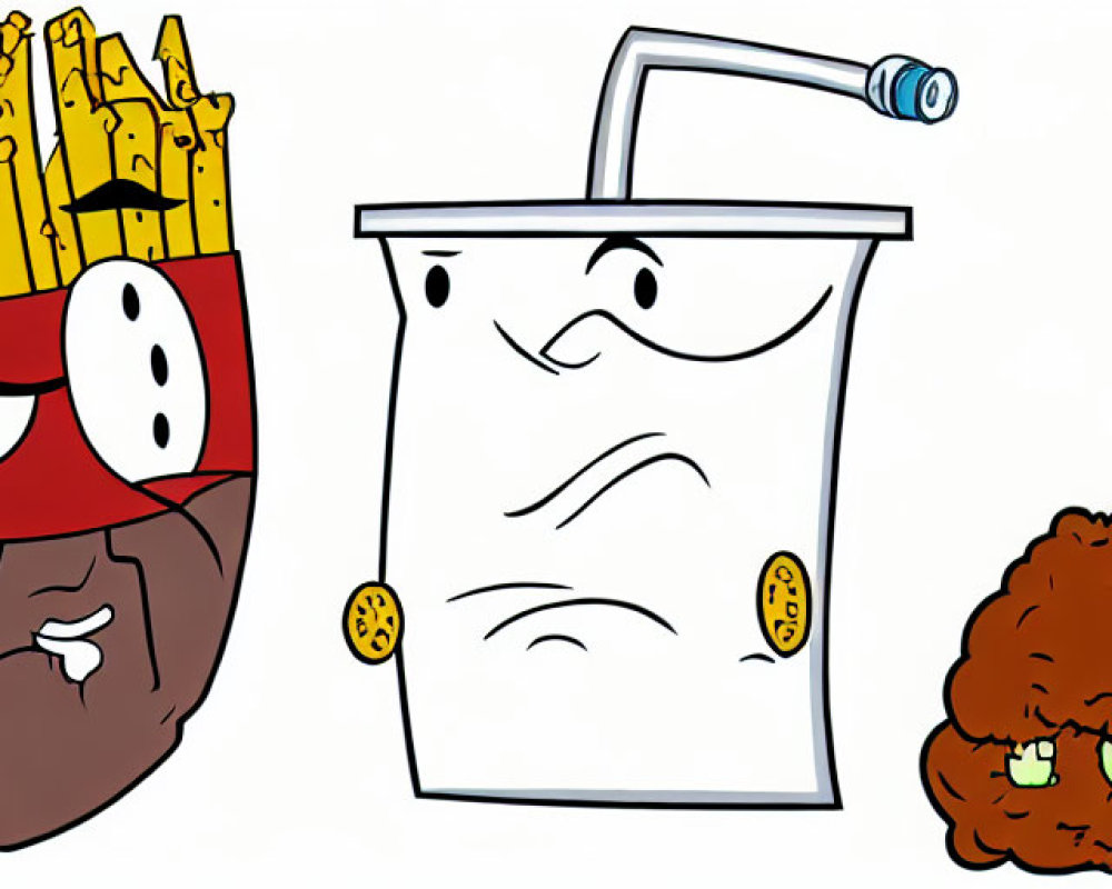 Fast Food Animated Characters: Fries, Soda, Burger