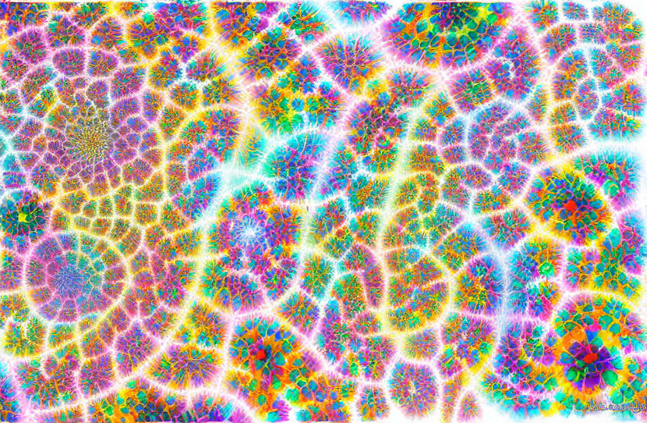 Colorful Psychedelic Mandala Pattern in Vibrant Fractal Design