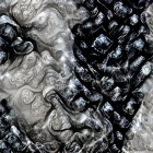 Monochrome abstract art: Face obscured by crystal structure