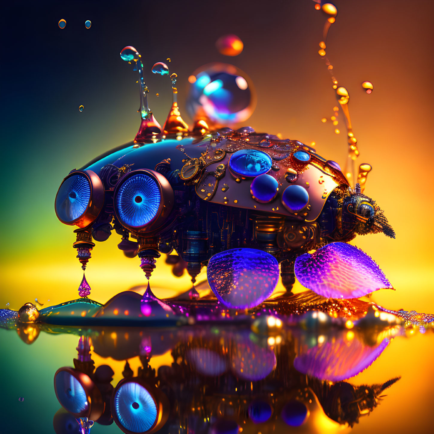 Detailed Steampunk Mechanical Turtle Artwork