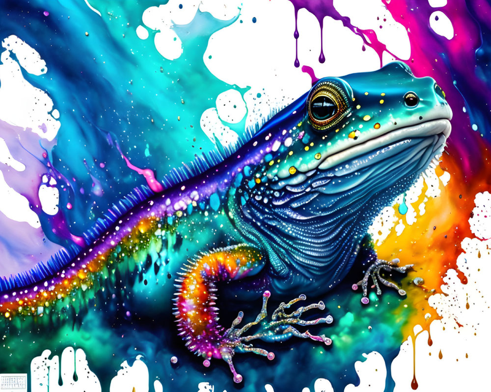 Multicolored digital art: Intricate lizard patterns on vibrant background