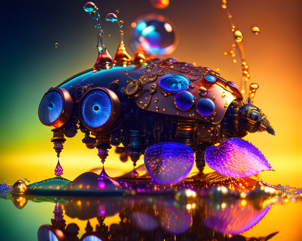 Detailed Steampunk Mechanical Turtle Artwork