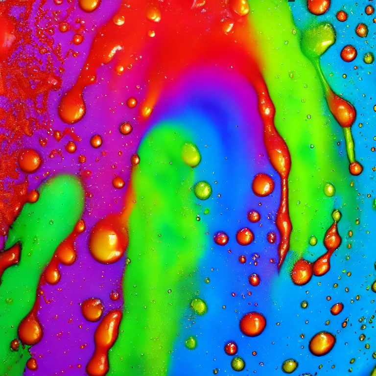 Colorful Rainbow Background with Water Droplets for a Glossy Texture