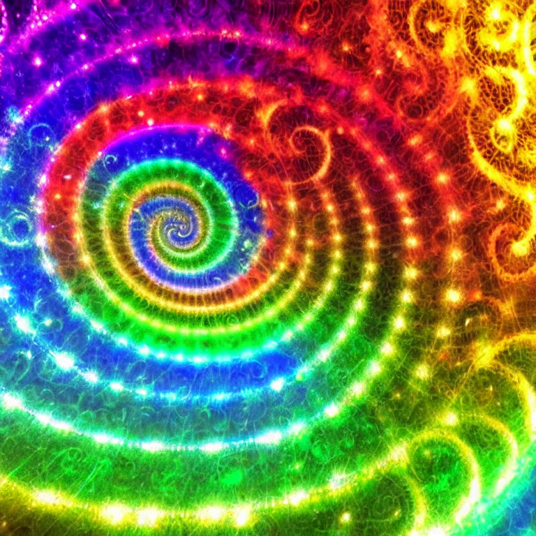 Colorful Fractal Spiral with Rainbow Hues