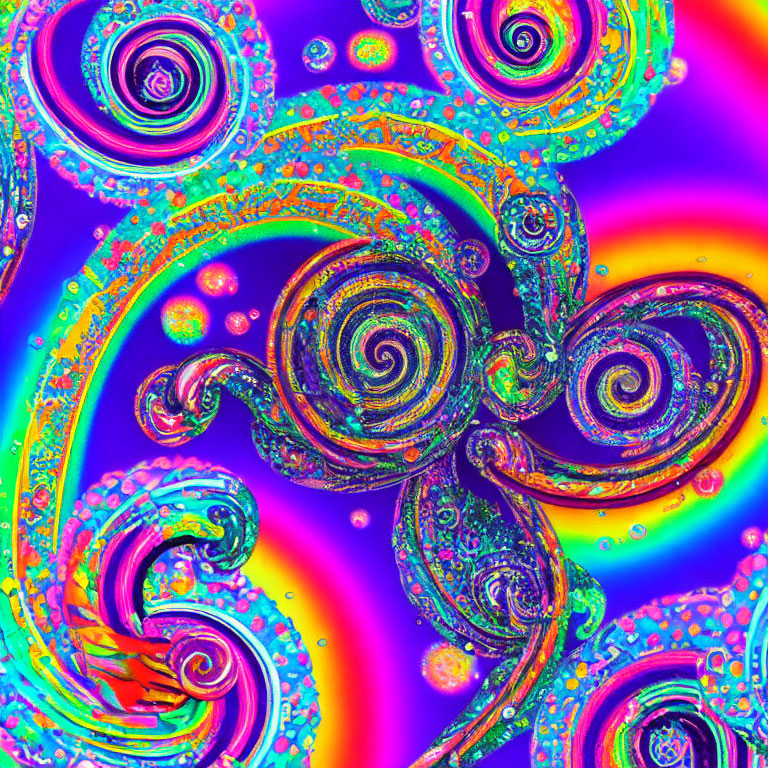 Colorful Psychedelic Fractal Art with Neon Patterns