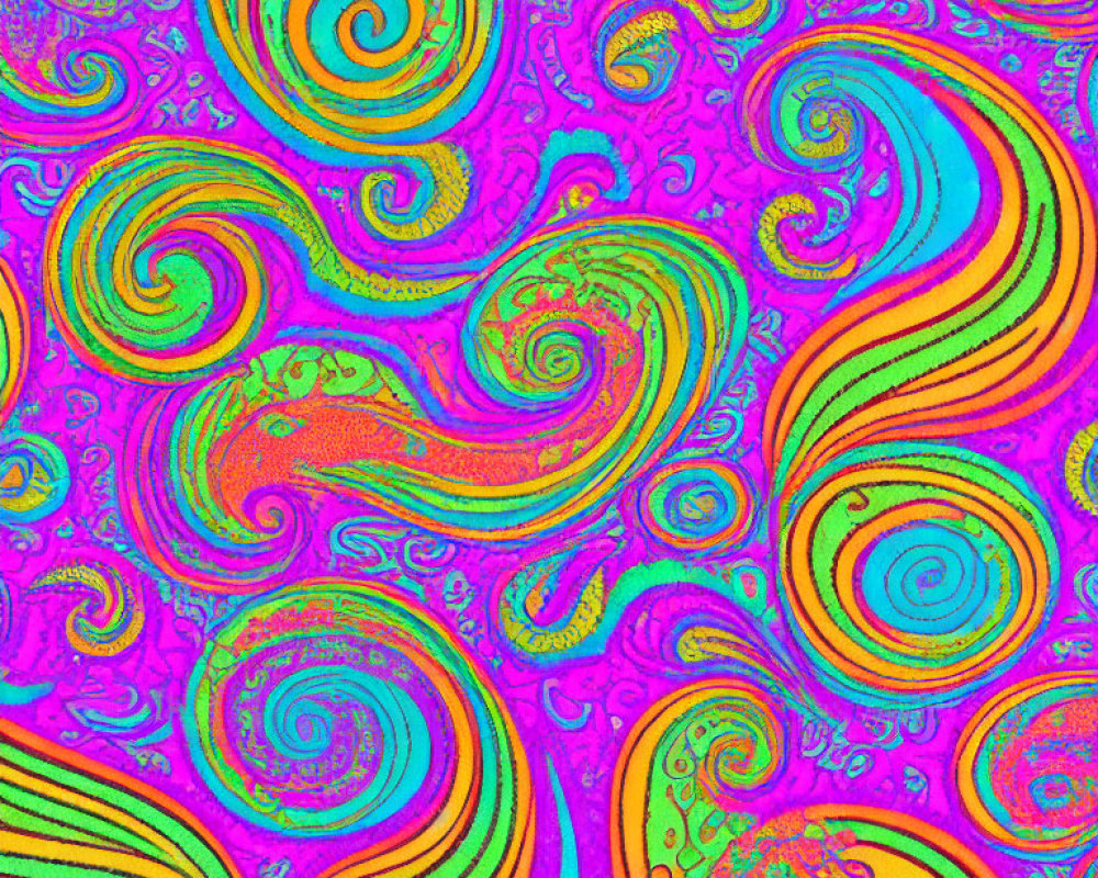 Colorful Psychedelic Swirl Pattern in 1960s Groovy Style