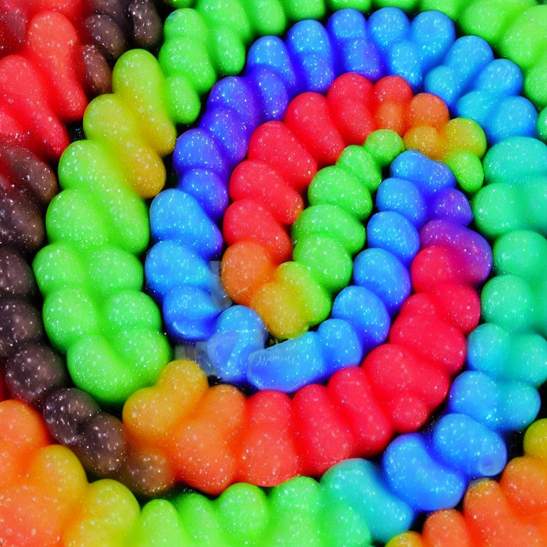 Colorful Spiral Pattern of Multicolored Gummy Candies