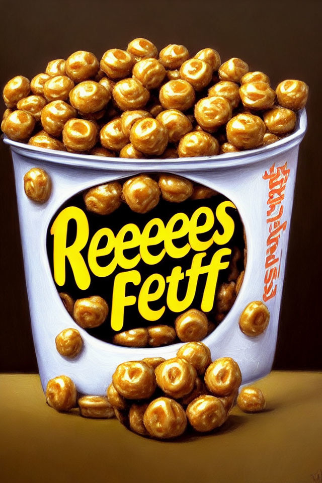 Golden Peanut-Shaped "Reeees Fett" Candies in Overflowing Cup