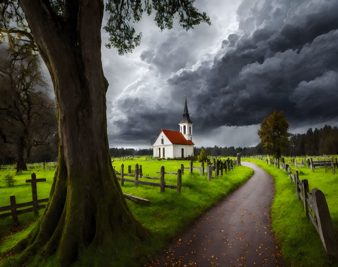 The old churchyard facing the storm