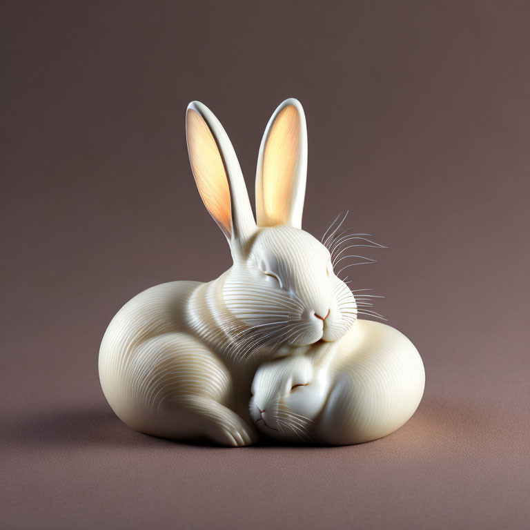 Stylized 3D Ivory Rabbit with Flowing Fur Textures