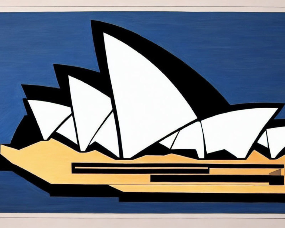 Geometric Sydney Opera House Illustration on Dark Blue Background