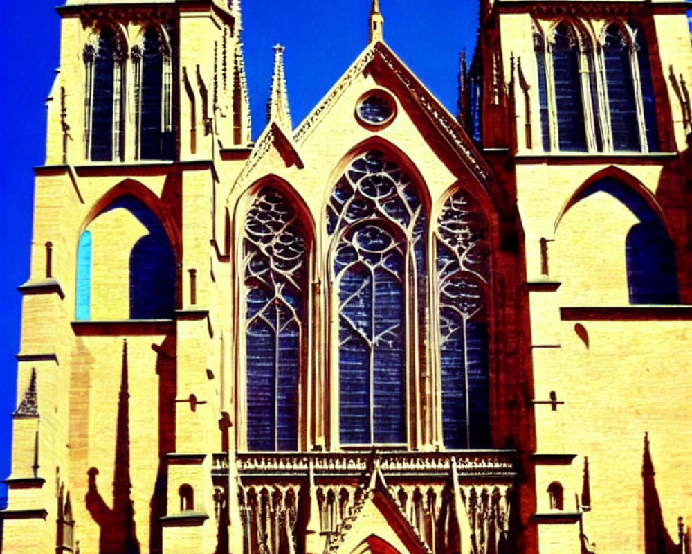 Gothic Cathedral with Pointed Arches and Stained Glass Windows