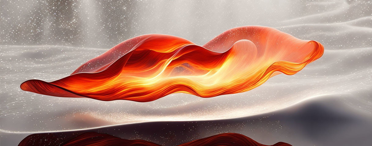 Fiery wavy object over serene snowy landscape